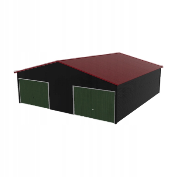 Plechová garáž 8x8.5 m dvoupolohová, dvoupolohová, černá
