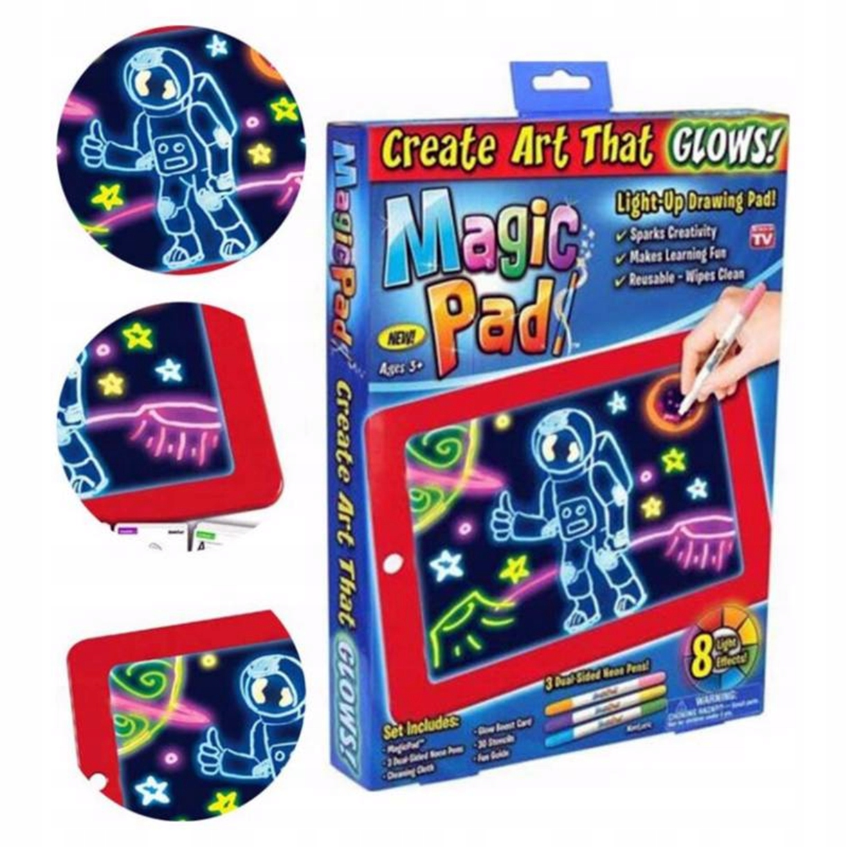 TABLET DLA DZIECI MAGICZNY ZNIKOPIS LED TABLICA EDUKACYJNA DO RYSOWANIA Minimalny wiek dziecka 1