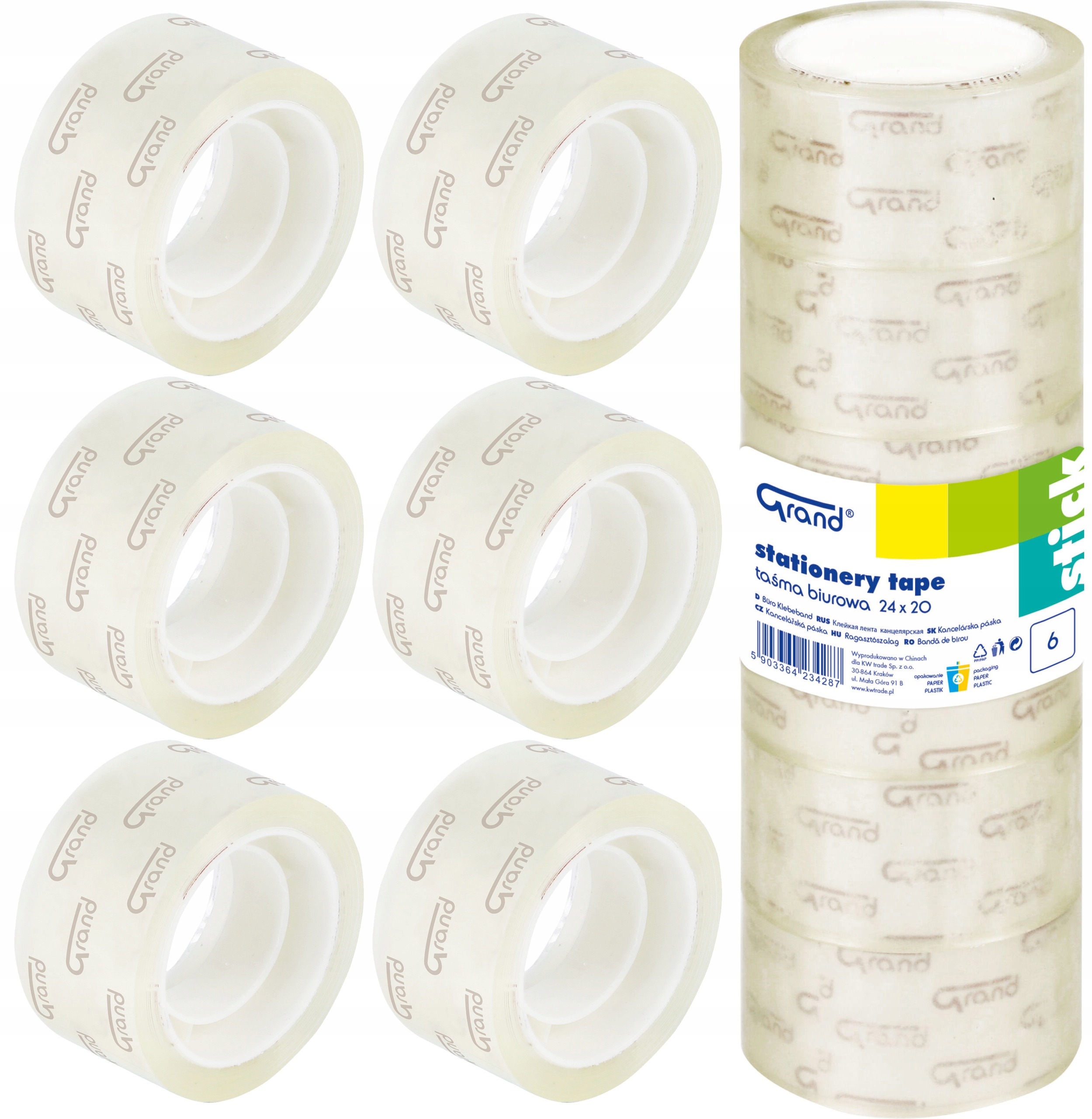 

6x Taśma klejąca biurowa Grand 24mm x 20m
