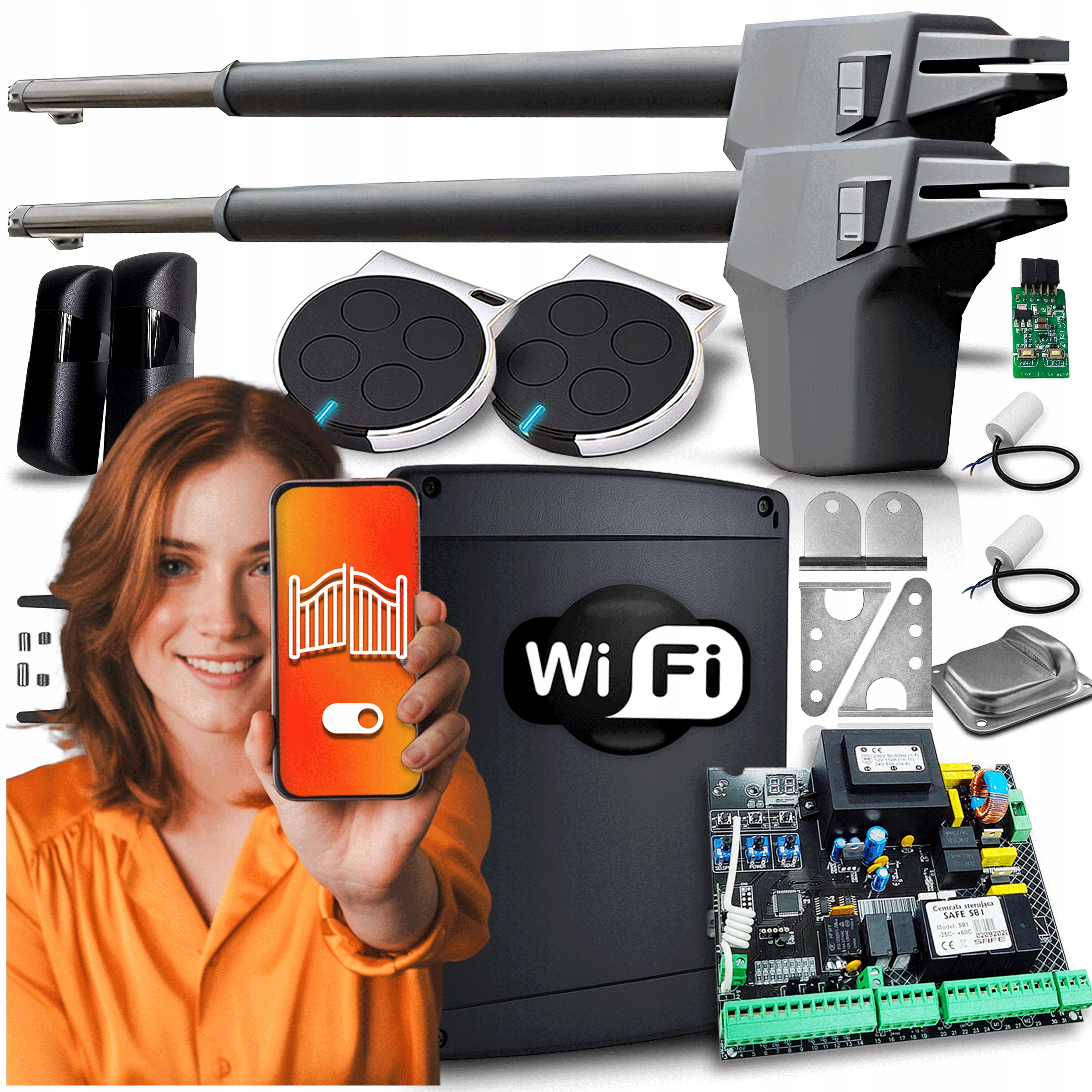 Pohon pro Dvoukřídlou bránu Safe 8,6M 400 Wifi Tuya 2xpilot fotobuňky