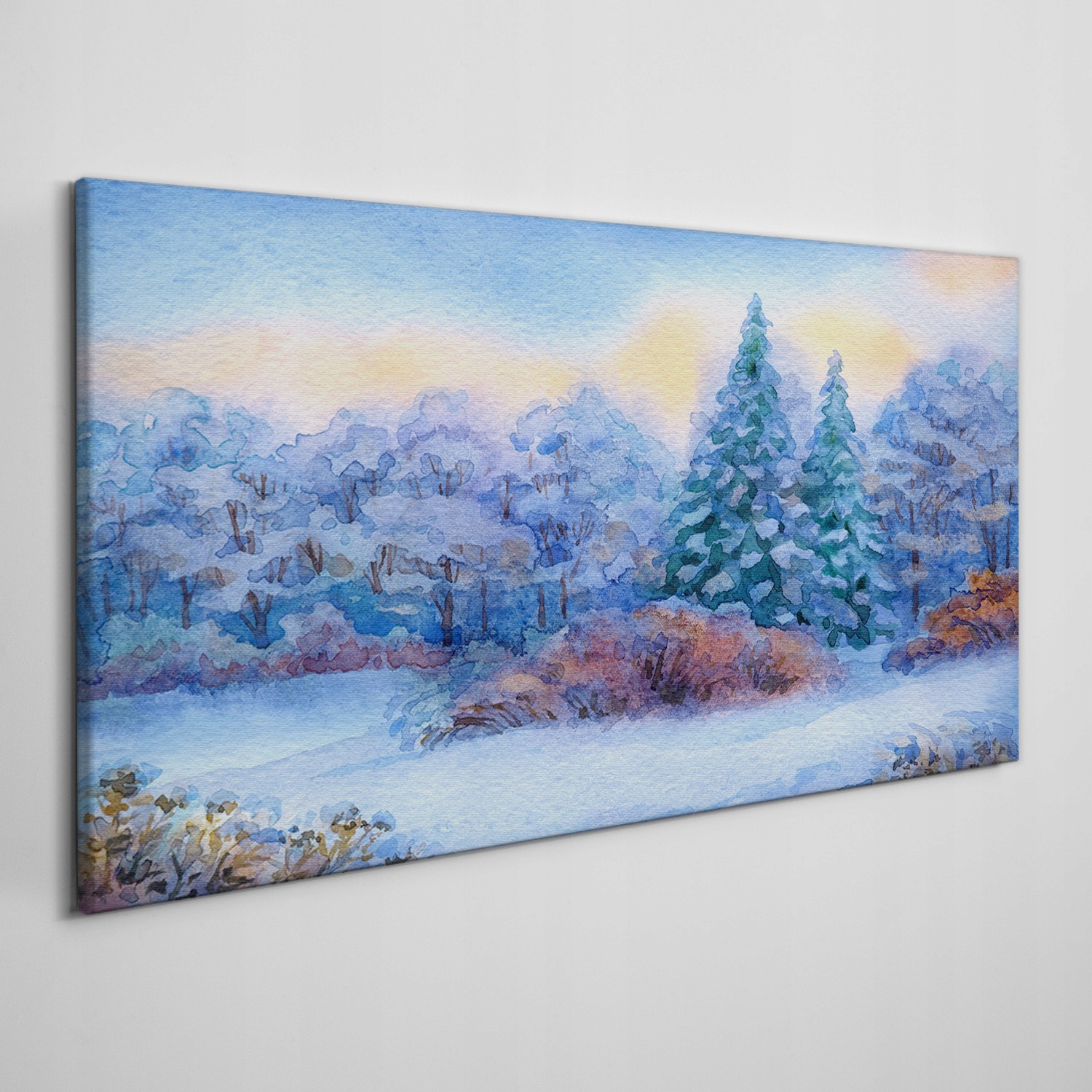 

Obraz na płótnie Akwarela śnieg drzewo las 120x60