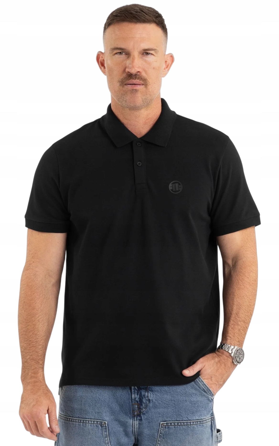 Pit Bull Polokošile Pique Stripes Regular All Black M
