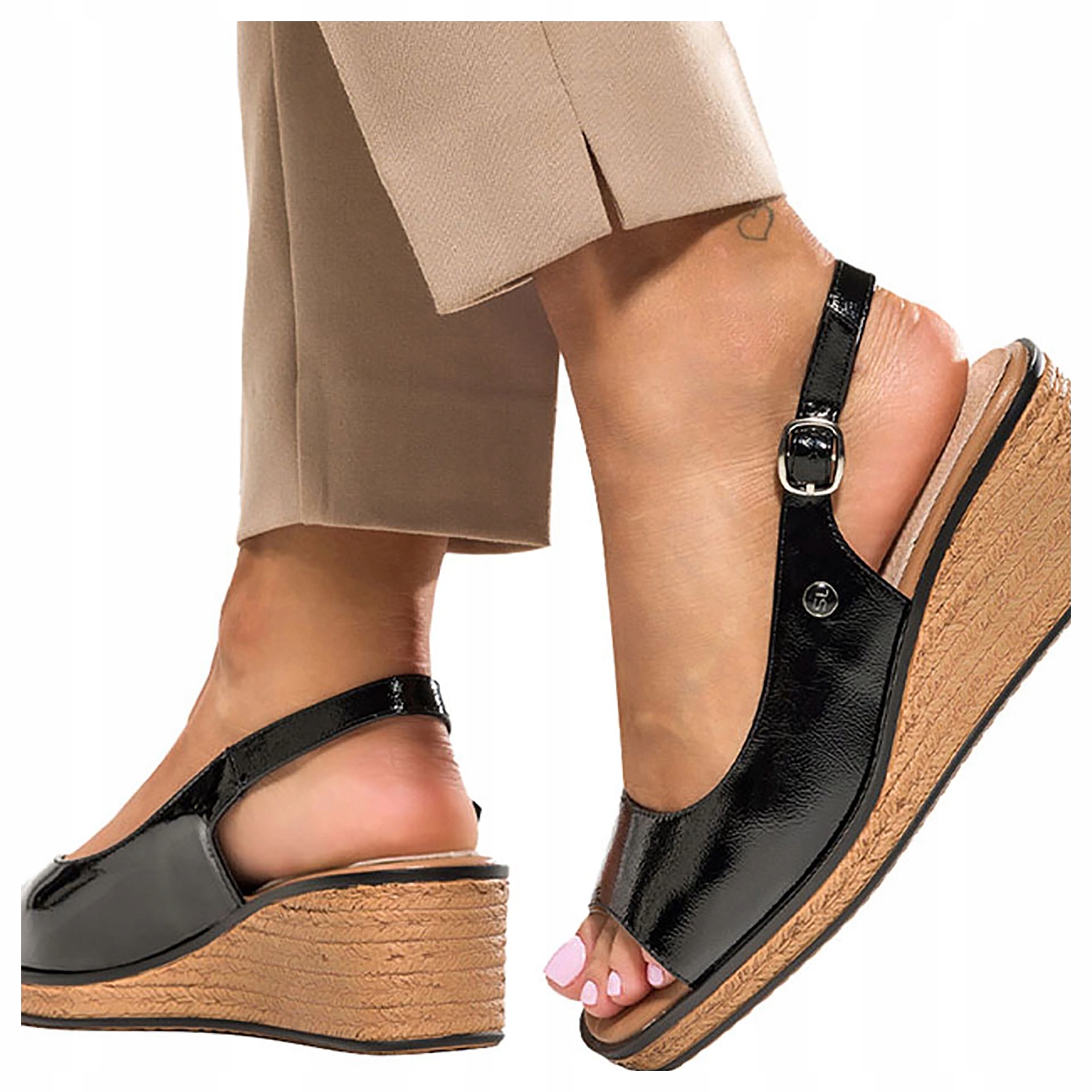 Dámské Sandály Na Ozdobném Podpatku S Koženou Stélkou, Černé, Velikost 37