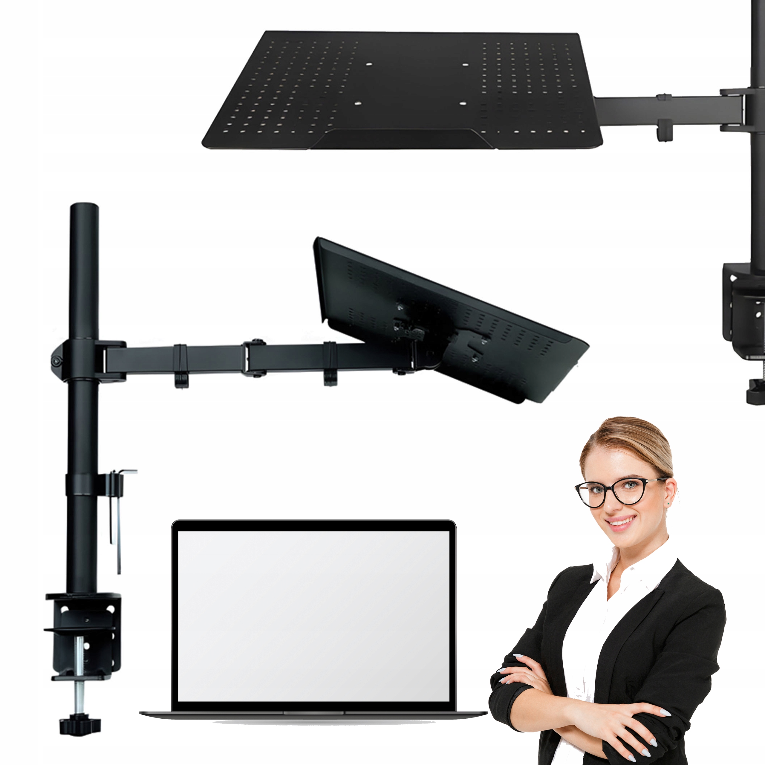 Uchwyt Do Laptopa Lub Na Monitor Na Biurko Stalowy Na 10 Kg Regulowany