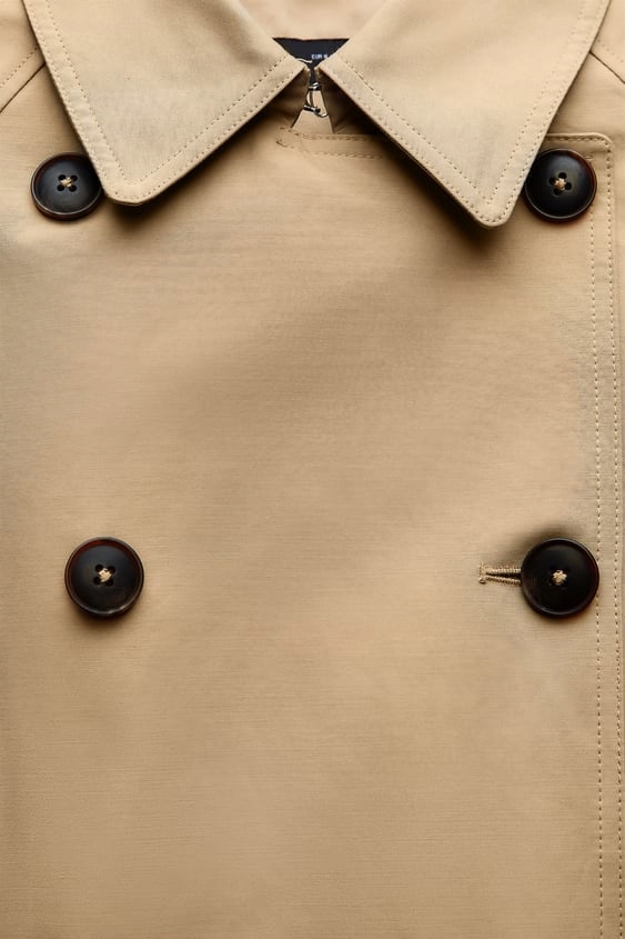 ZARA KLASYCZNY PŁASZCZ TRENCZ BEŻ WIOSNA S/M Wypełnienie nie dotyczy