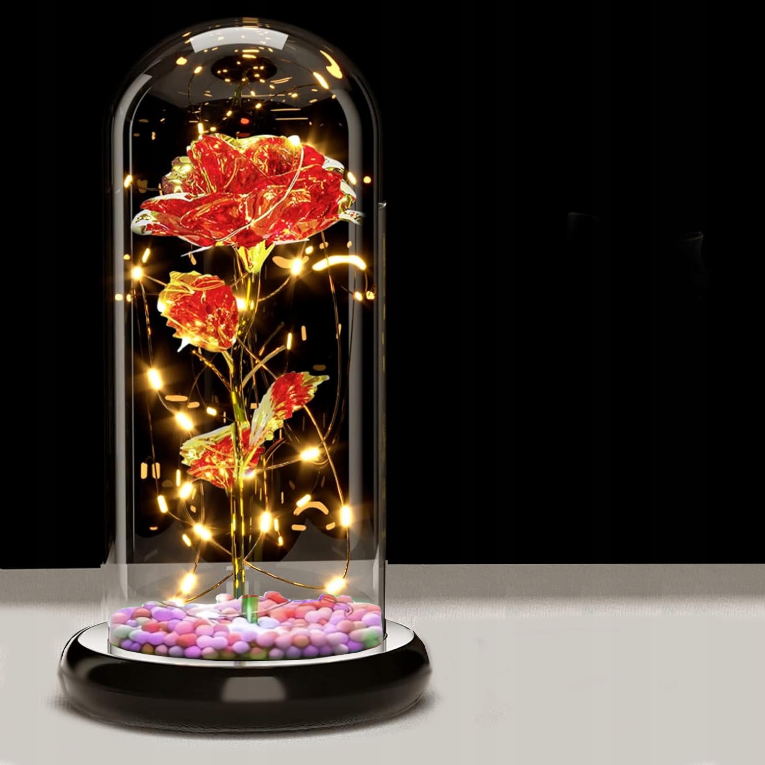 ETERNAL ROSE IN GLASS GLOWING LED GIFT IDEA - VALENTINE'S DAY COLORS Packaging status original