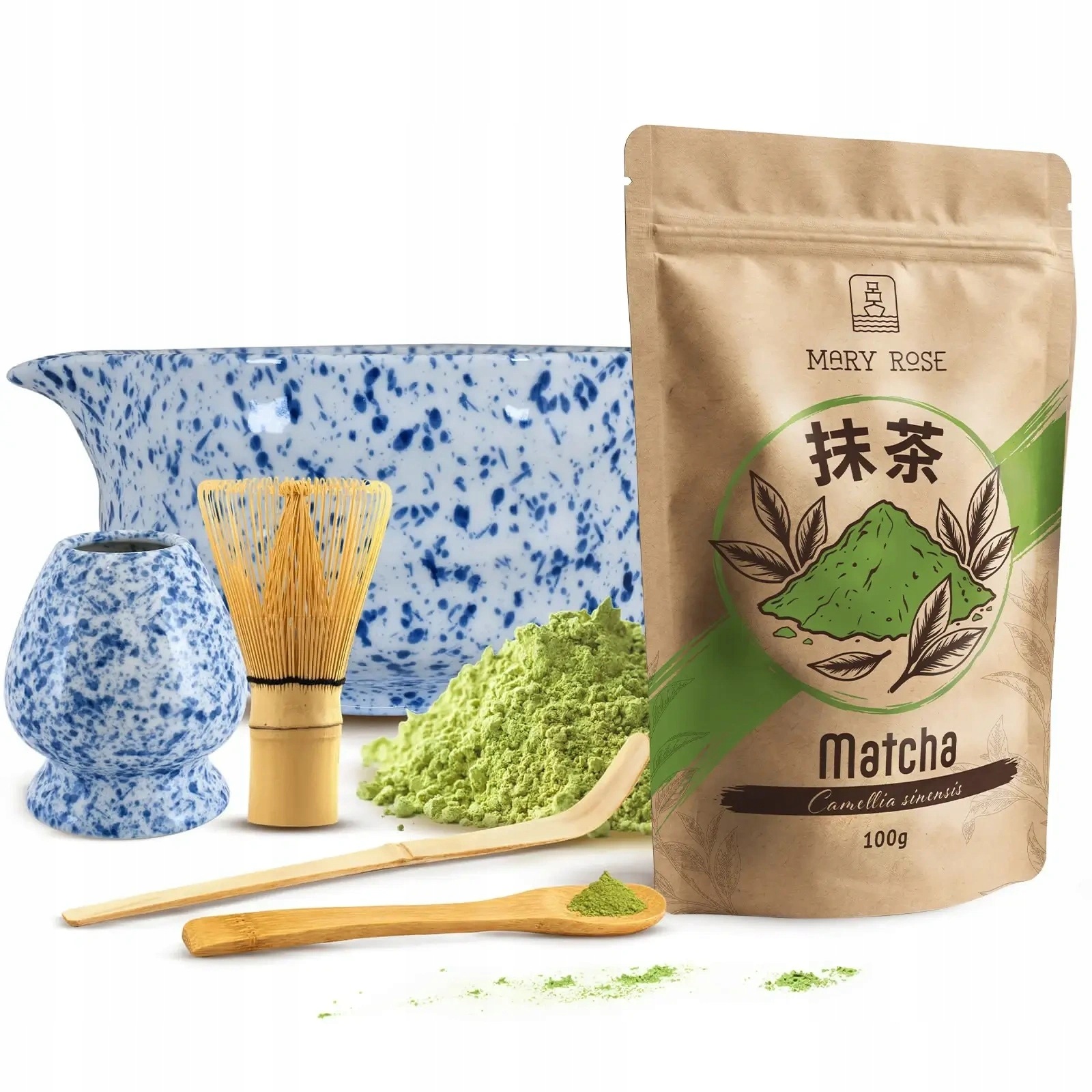 Sada příslušenství pro přípravu čaje Matcha Matchawan Kusenaoshi Mizore