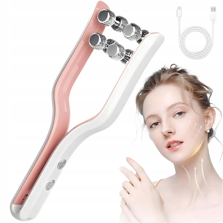 Ems Masážní Přístroj Na Obličej 400 Mah 3.7 V Růžový Pro Modelování A Uvolnění Pokožky