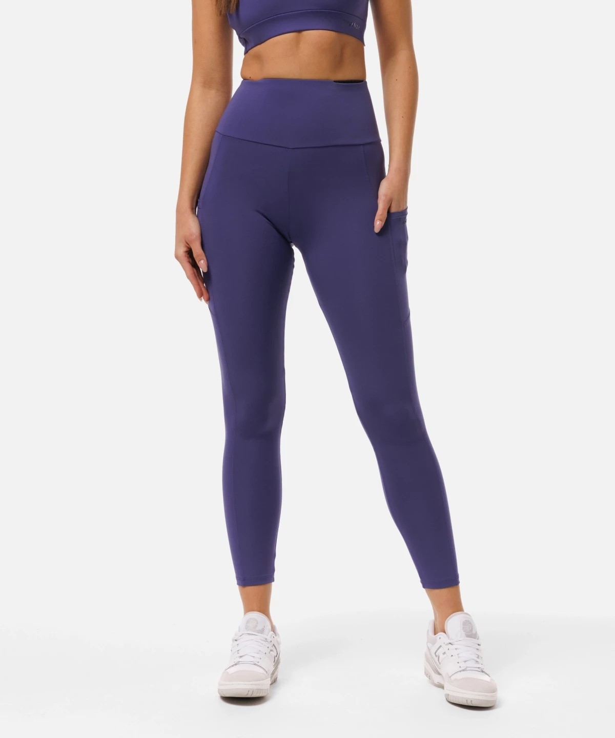 LEGGINSY SPORTOWE FIOLETOWE Z KIESZENIAMI FITNESS BIEGANIE - S EAN (GTIN) 5903845591601