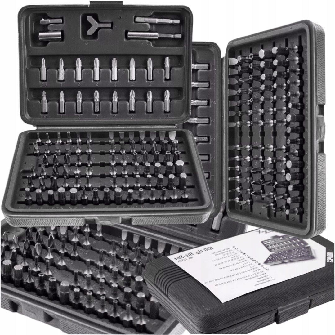 Sada bitů 100 prvků Různé hroty Torx Imbus Tri-Wing Spanner