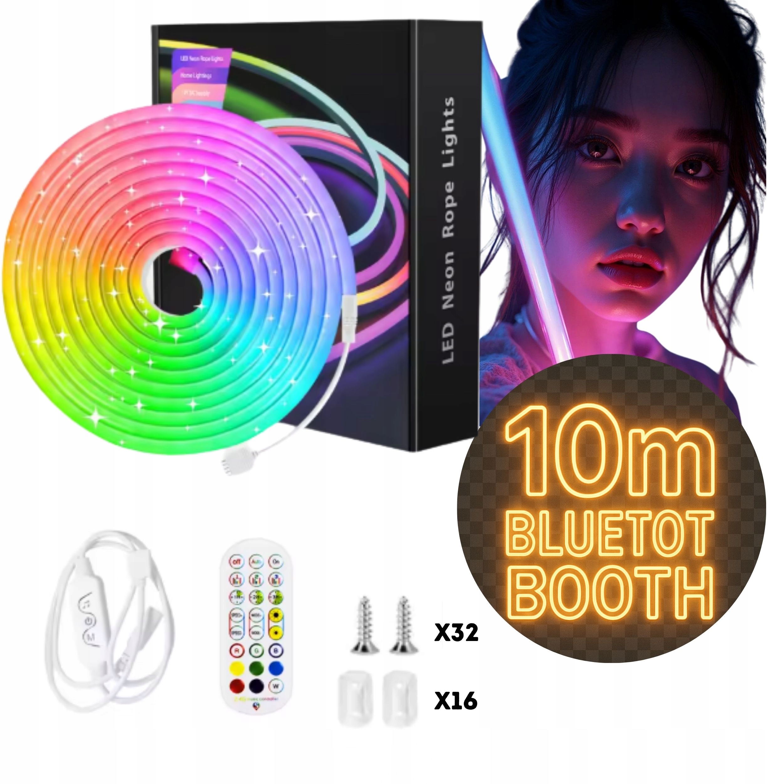 Páska Neon Led Rgb Vodotesná 10 m Bluetooth Pripojenie S Aplikáciou A Diaľkovým Ovládačom