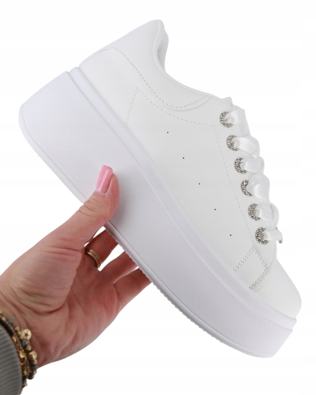Bílé Tenisky Na Platformě 5,5 cm Eko Kůže Model Buffaloo 39