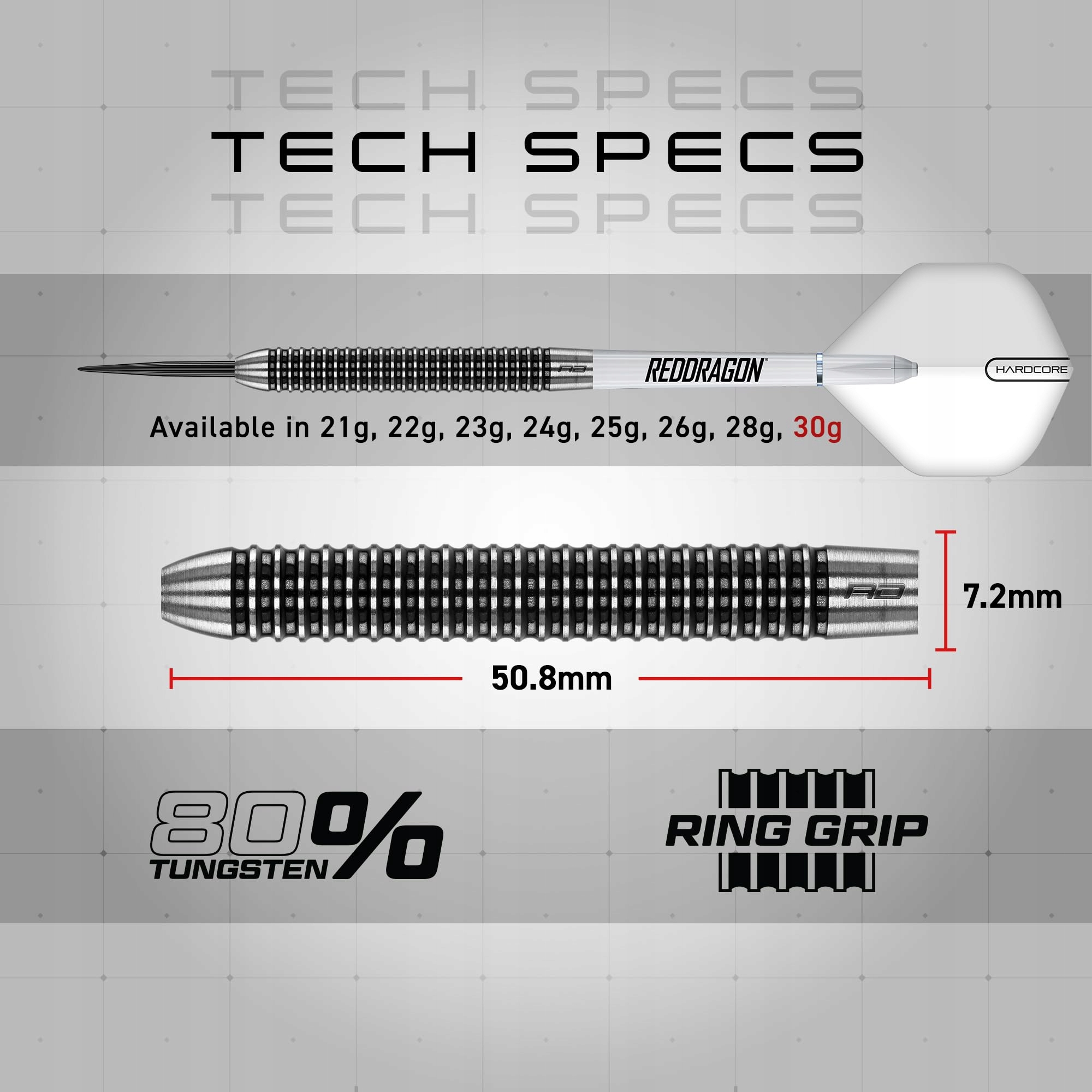 RED DRAGON Profesjonalne Rzutki Steeltip 30g z Wolframu z Akcesoriami — miniatura 4