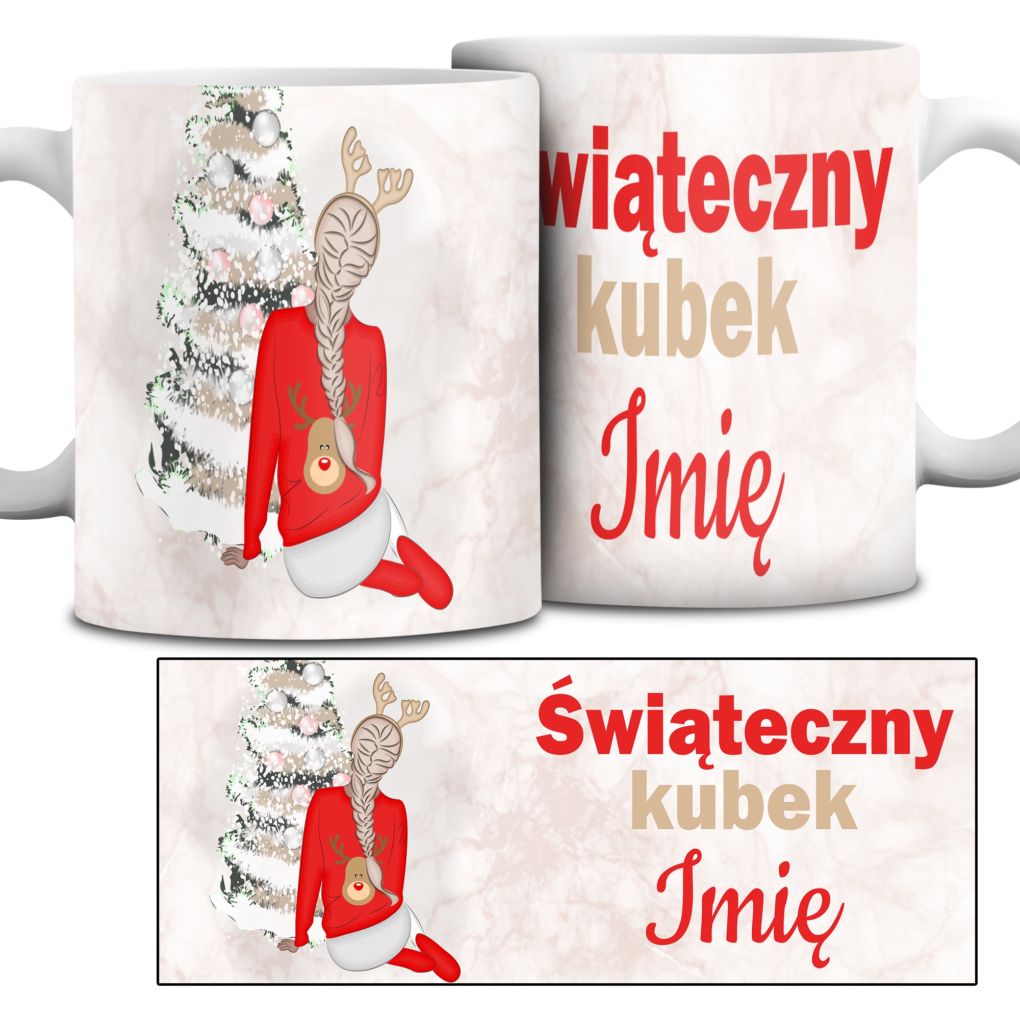 

Świąteczny Kubek Święta Mikołajki Imię Wz