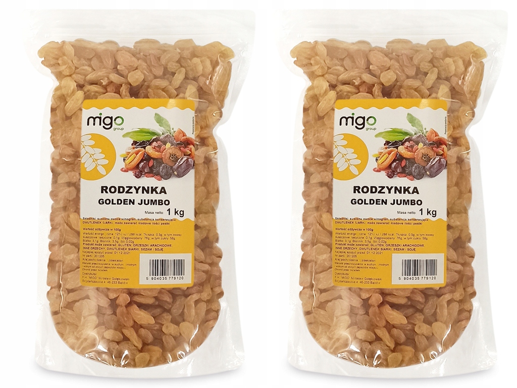 Levně Set x2 Rozinky Golden Jumbo 1 kg MIGOgroup