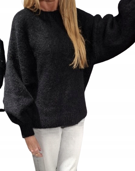 Yarn Svetr z prémiové vlny Kid Moher Černý New