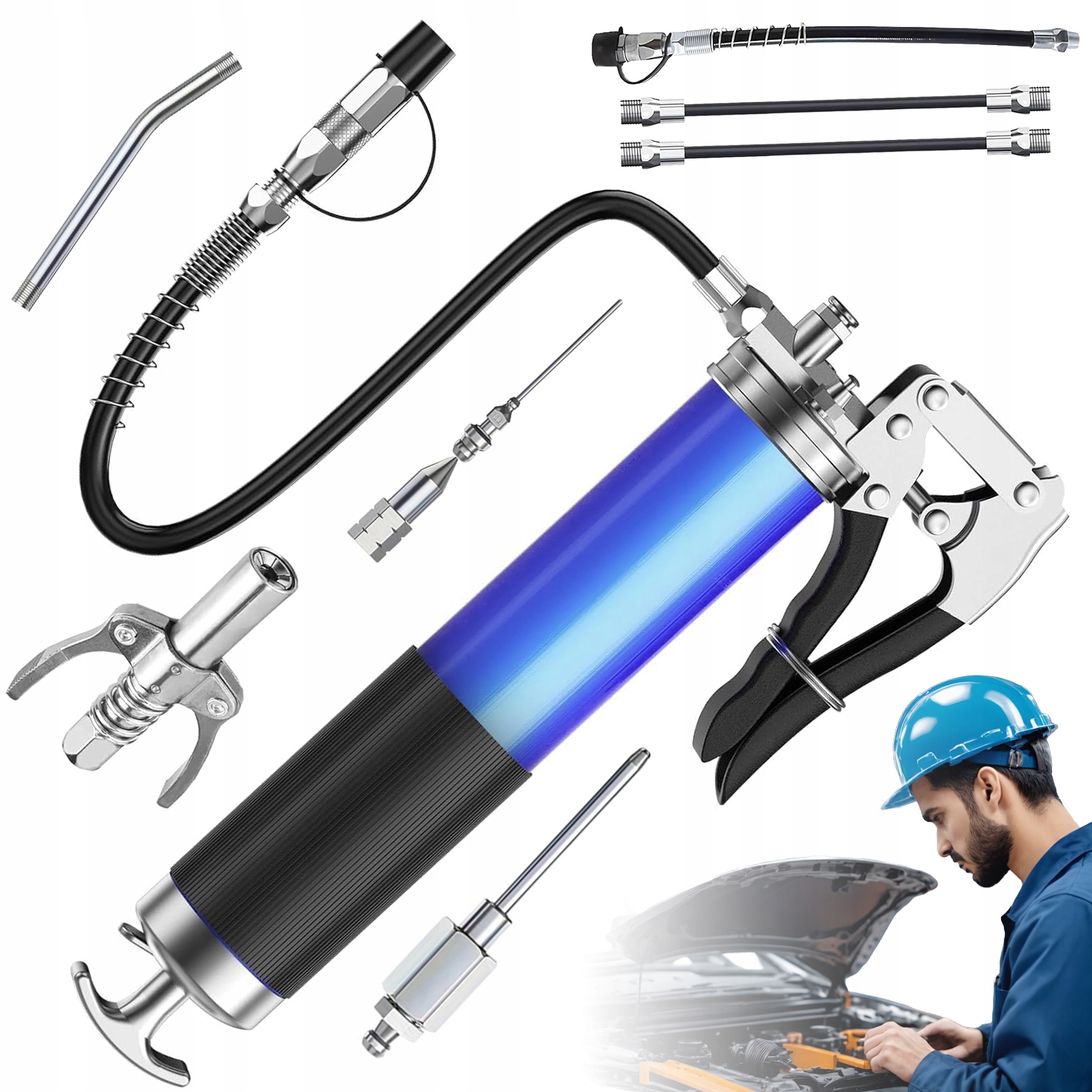 Ruční Vysokotlaká Mazací Pistole 6000-7000 Psi Modrá