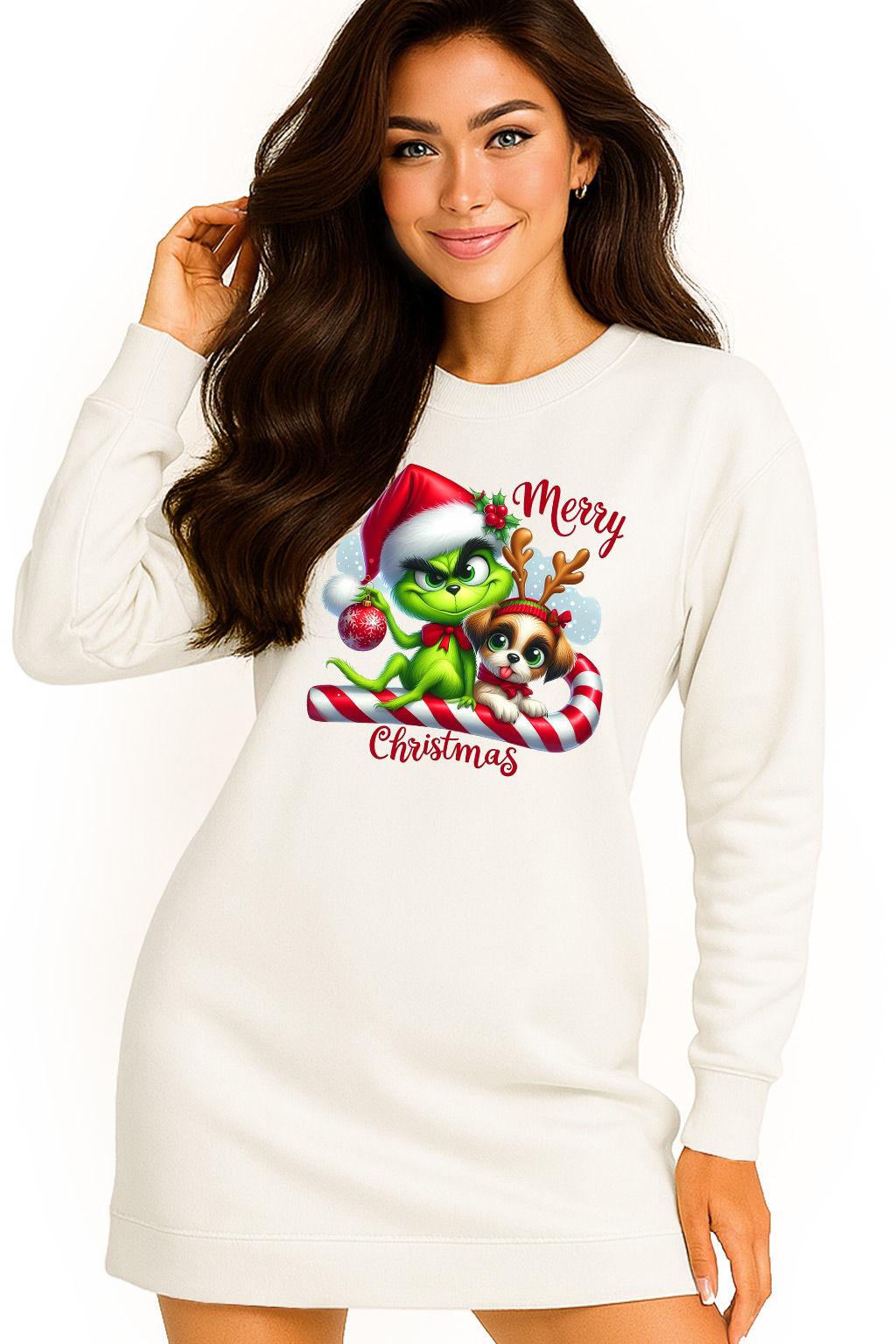 Mikina Vánoční Oversize Šaty Grinch Sob Dárek Vánoce XXL
