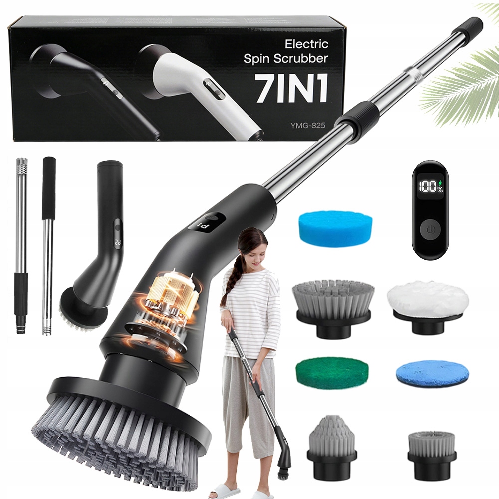 Levně 7V1 Elektrický Teleskopický Čisticí Kartáč S Rukojetí 96-120 CM