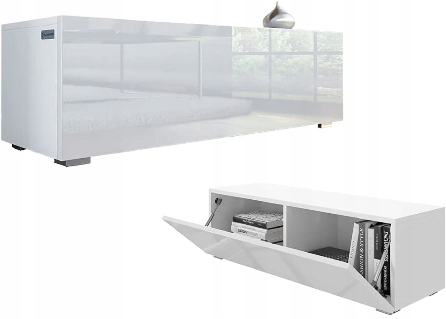 Rtv skříňka Kira 105 cm závěsná stojící Rtv skříňka Front bílá Mdf