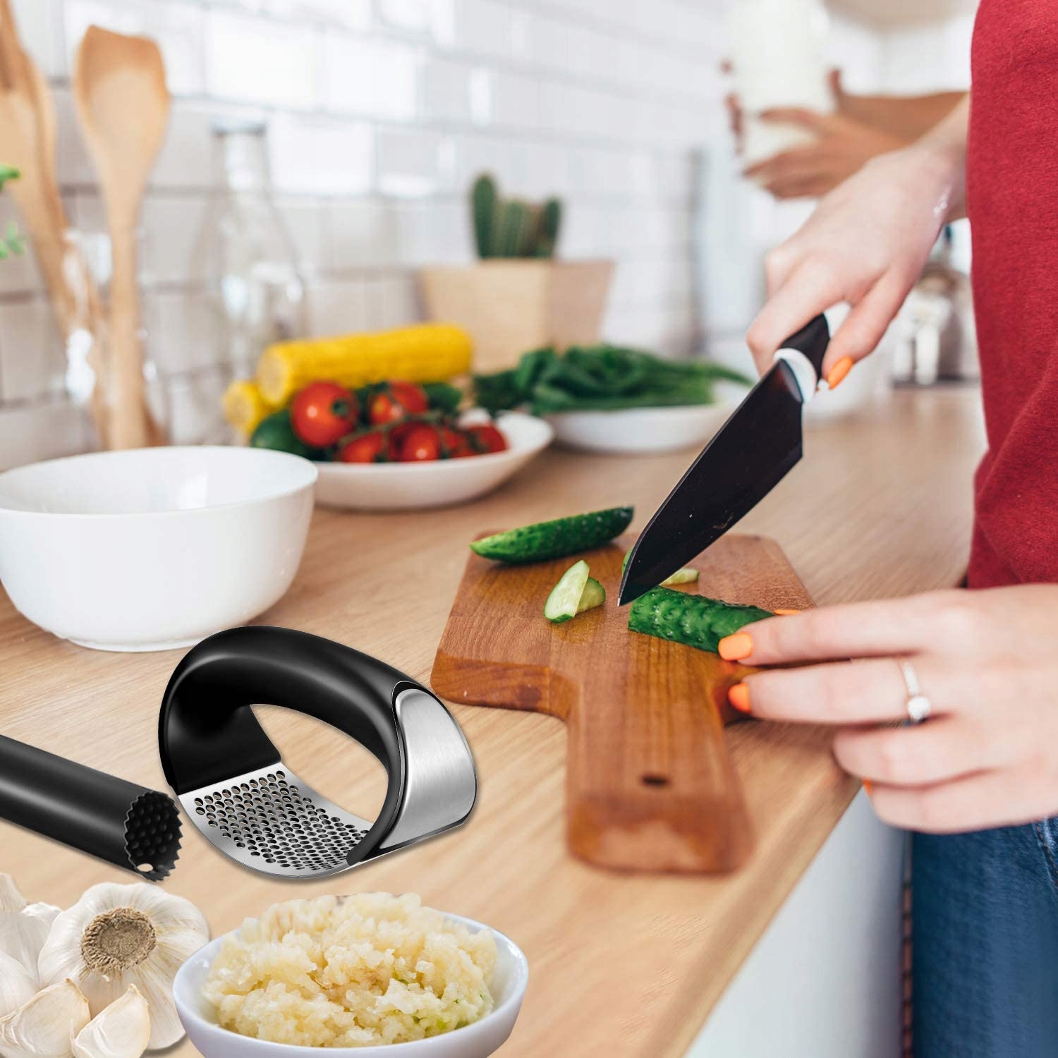 WYCISKACZ DO CZOSNKU PRASKA SIEKACZ WYCISKARKA RĘCZNA STALOWA ZGNIATACZ Model CZOSNEK