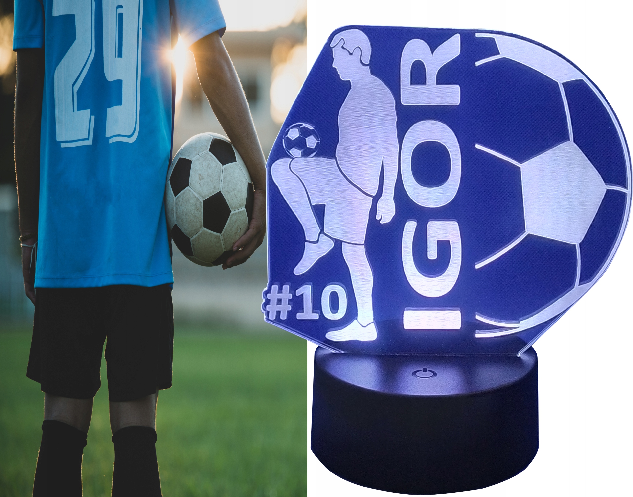 LAMPKA NOCNA 3D LED PIŁKARZ Z IMIENIEM PIŁKA NOŻNA EAN (GTIN) 5906228704711