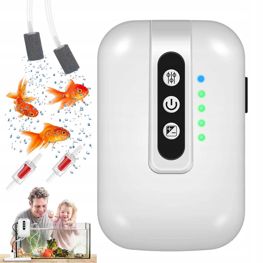 Levně Provzdušňovač Čerpadla Kyslíku Vzduchu Akvárium S Regulací 3 L/min 2000 mAh