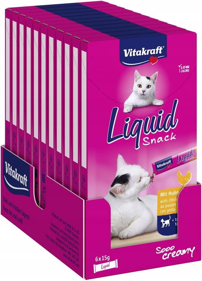 Levně Vitakraft Cat Liquid Snack kuřecí taurin 66x15g