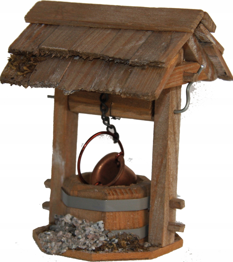 Studna se střechou a vědrem 9,3 cm výška, pro figurky 6-7 cm