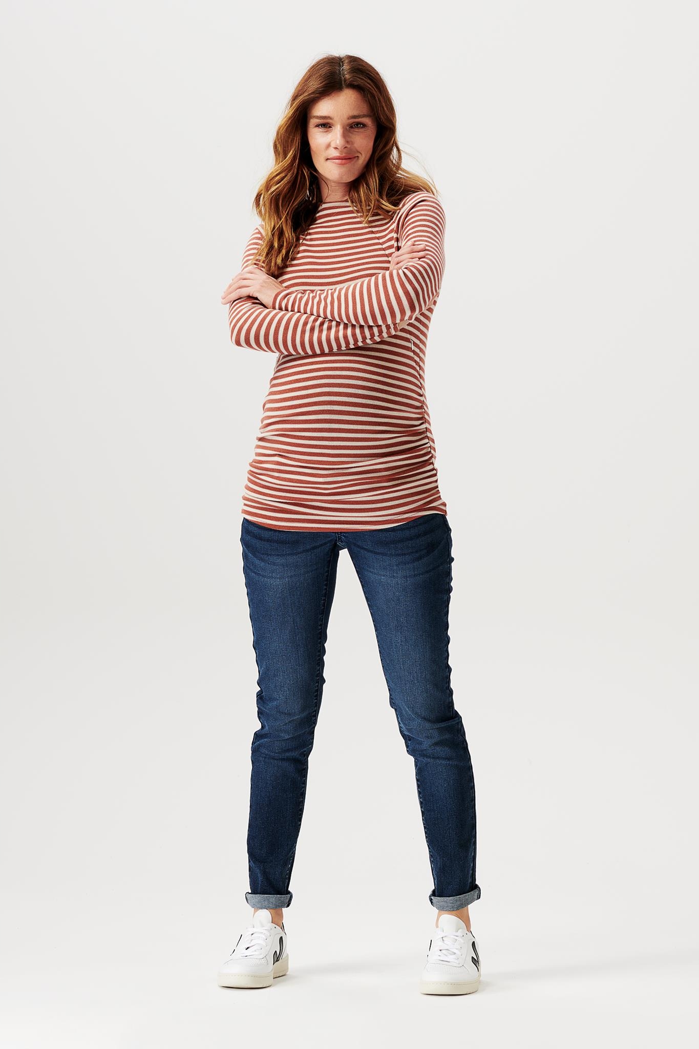 Noppies Halenka S Přiléhavými Pruhy Hnědo-béžová Dlouhý Rukáv XXL 6FA