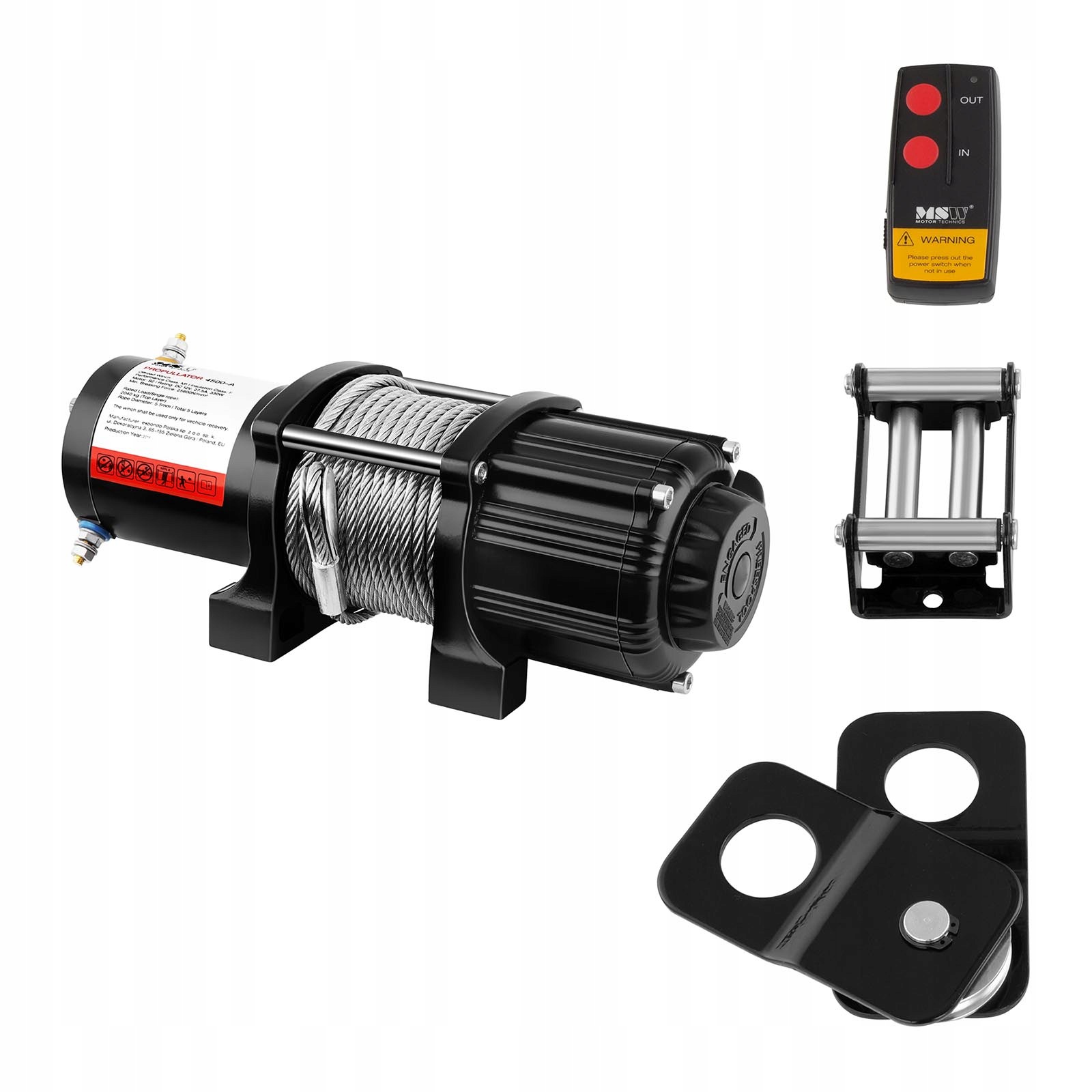 Navijak Off-road 12V 2040 Kg Oceľové Lano 15 M S Diaľkovým Ovládaním Pre Vozidlá