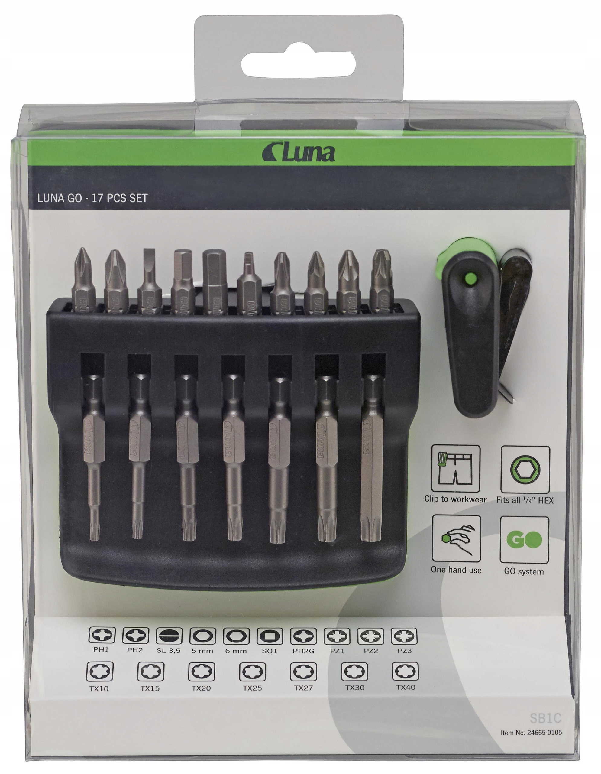 Zestaw bitów Luna GO SB1C z uchwytem do paska