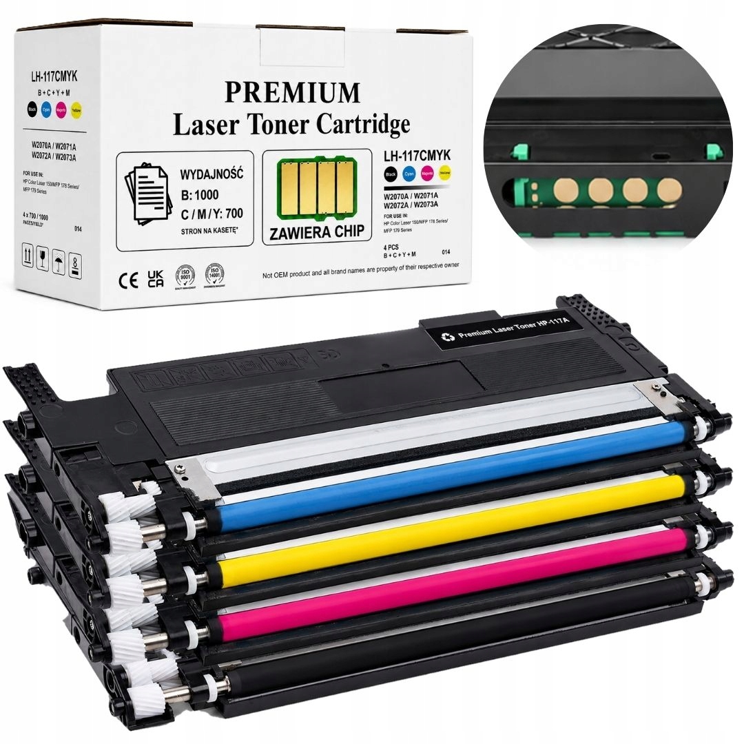4x náhradní toner pro Hp 117A Cmyk W2070 s čipem 150NW 178NW 179FNW