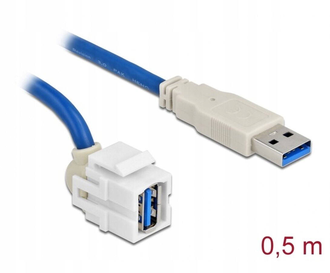 Moduł Keystone USB 3.0 A wtyk żeński 250° do USB 3.0 A wtyk Delock 86871