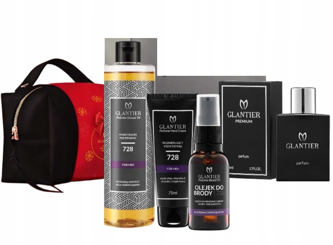 Glantier pánský set Premium 728 Dřevitě-kořeněný s kosmetickou taštičkou