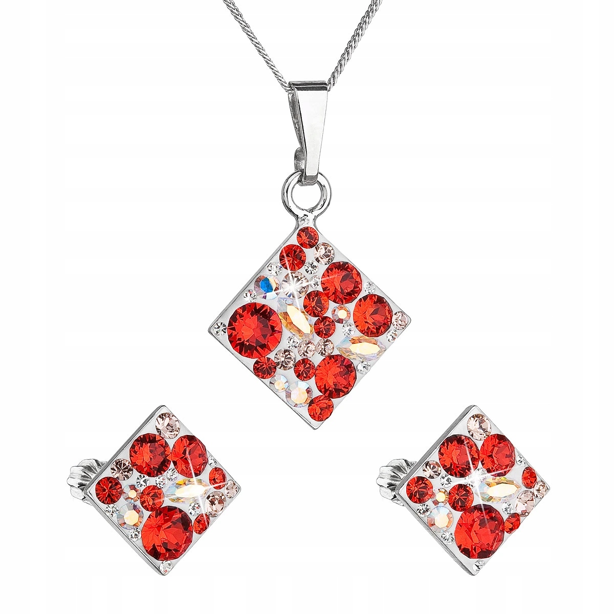 Sada šperků s krystaly Swarovski červený kosočtverec 39126.3