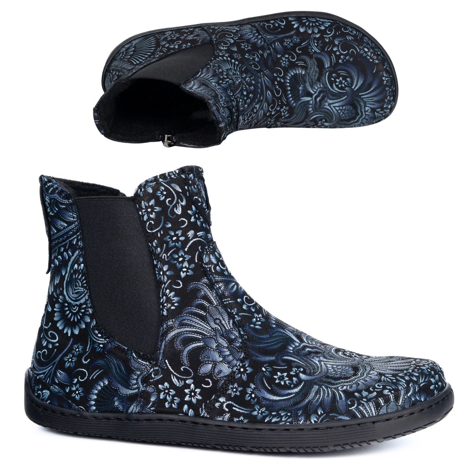 Barefoot Dámské kotníkové boty se zipem, zateplené, velikost 1263, vzor modré, velikost 36