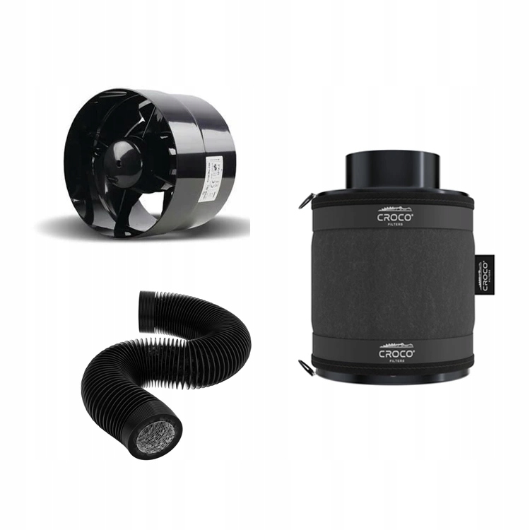 Ventilační sada Axial 100mm 105m3 Filtr Croco Black 160-240m3/h