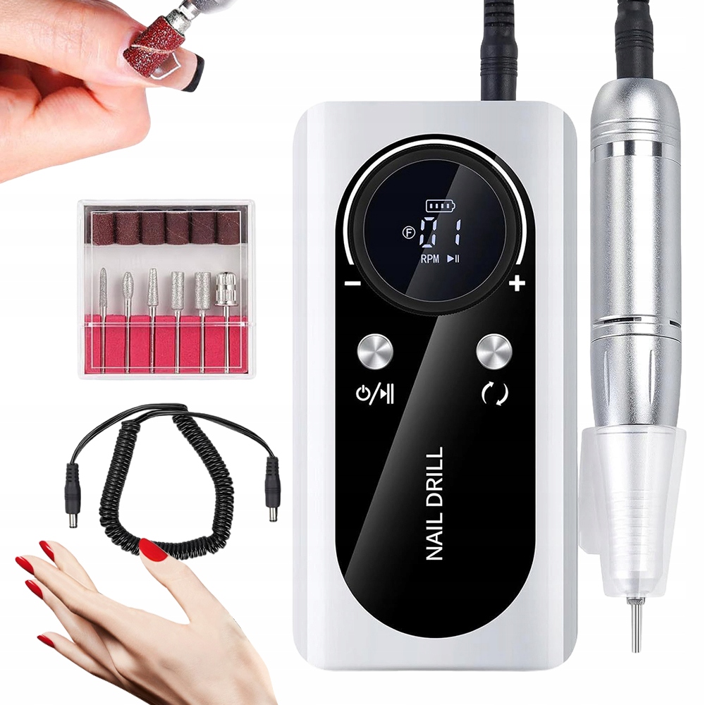 Bruska Na Nehty 45000 Rpm S LCD Displejem A 6 Hlavicemi