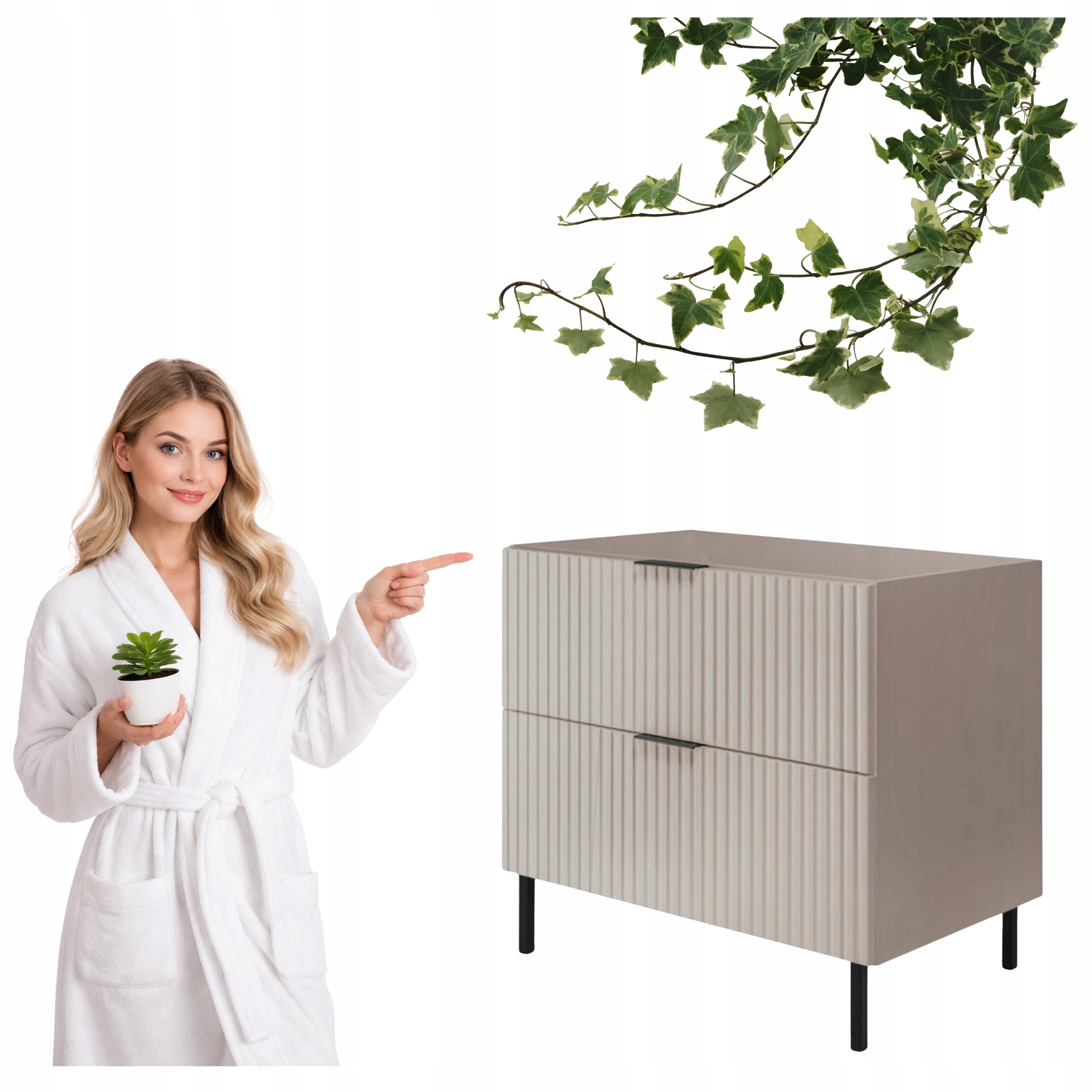 Szafka Łazienkowa Stojąca Pod Umywalkę 80x46 CM Flisan Kaszmir Ryflowana