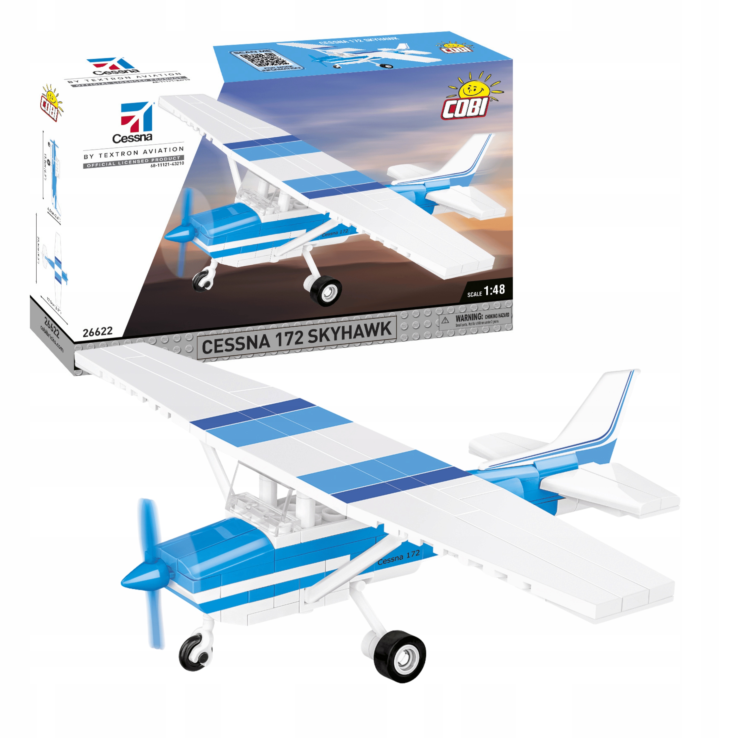 klocki Cobi 26622 Cessna 172 Skyhawk-White-Blue Samolot Niebiesko Biały