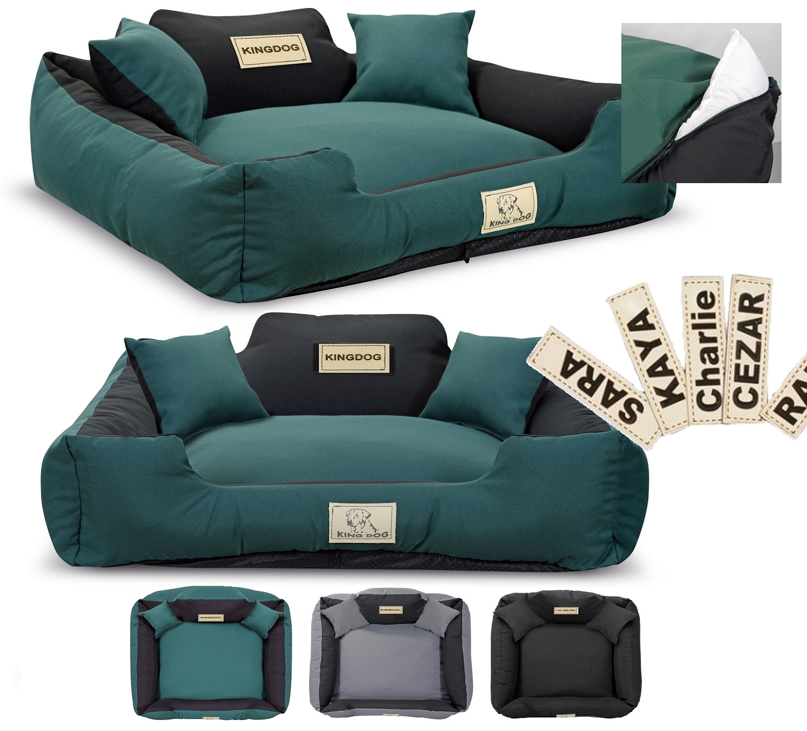 Pelíšek pro psa kotec Kingdog MM43 75x65 cm, personalizované, rozebíratelné