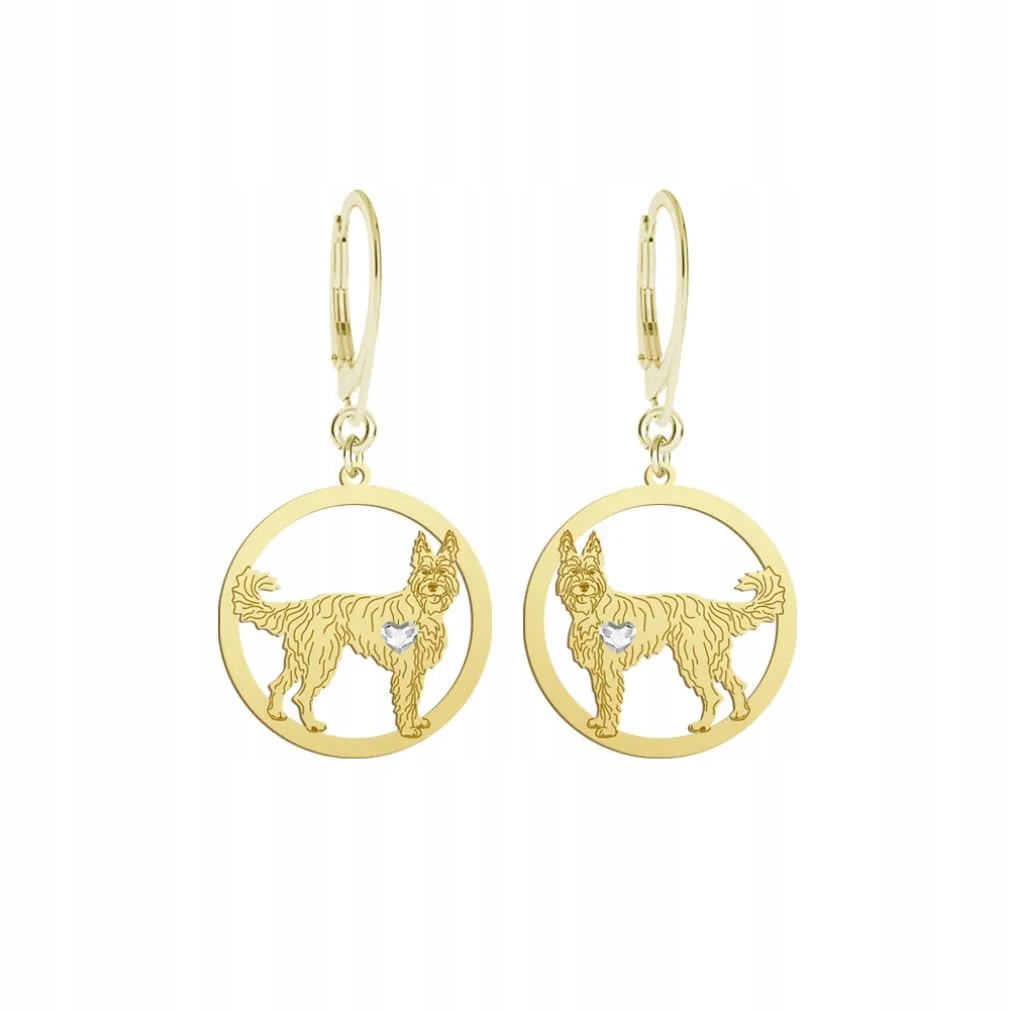 Náušnice Zlaté se psem Pikardský ovčák 925 Žena Dárek Gravírování