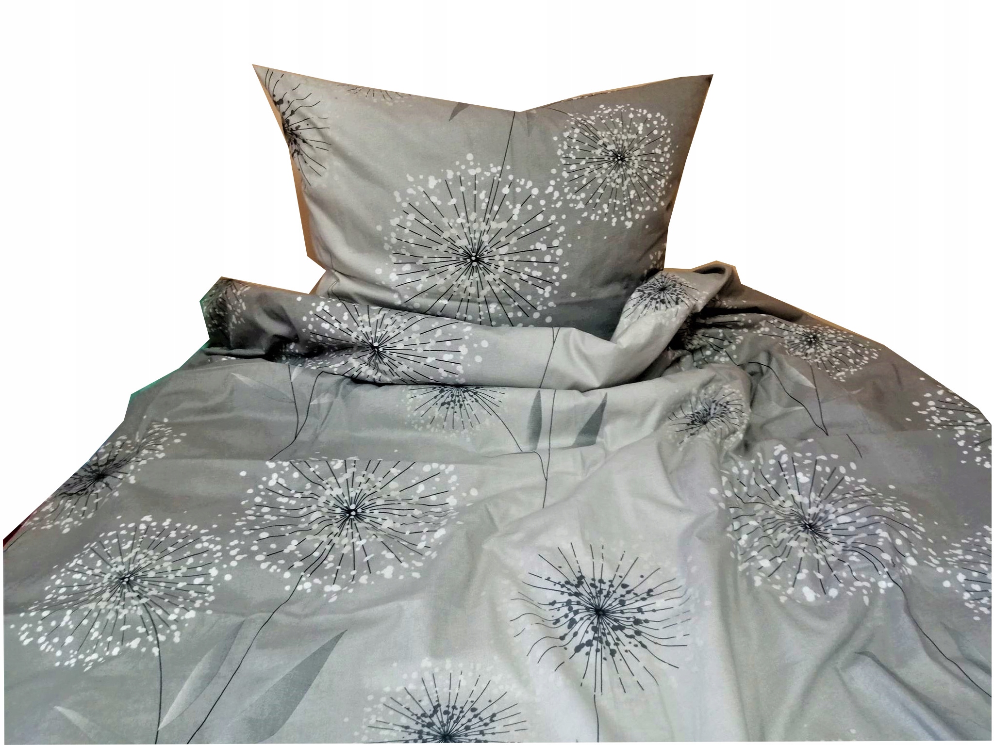 bavlna Povlečení Šedé Pampelišky 140x200+1x70x80 100% přírodní bavlna