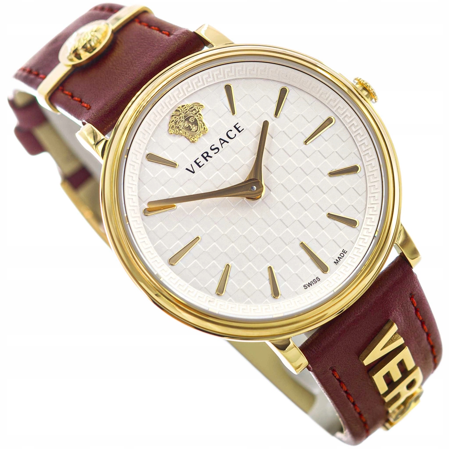 Dámské Hodinky Versace V-circle VE8104322 Červené, Na Řemínku, Safírové Sklo