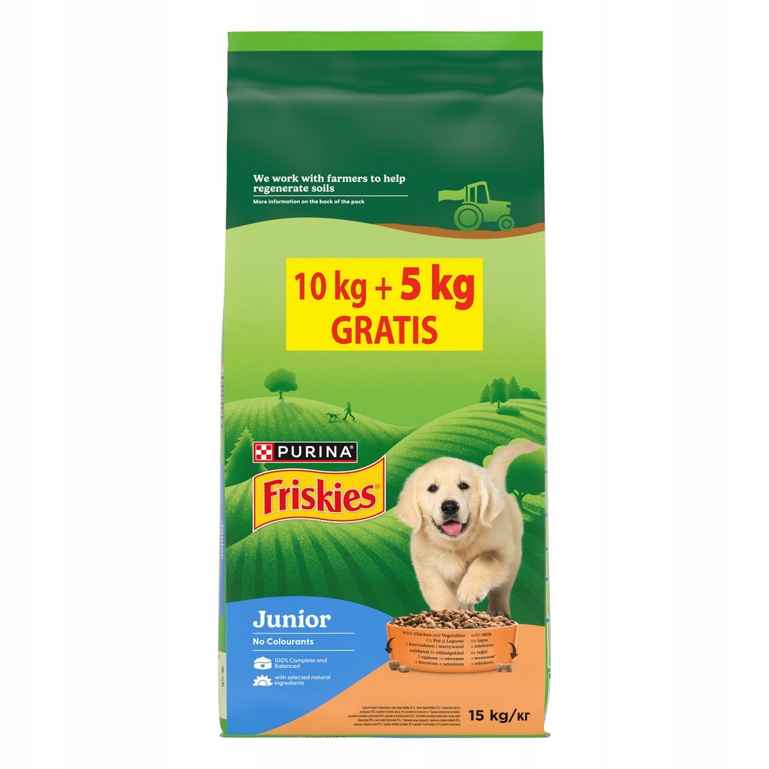 Friskies Junior 10+5kg Karma Dla Szczeniąt Kurczak Mleko i Warzywa