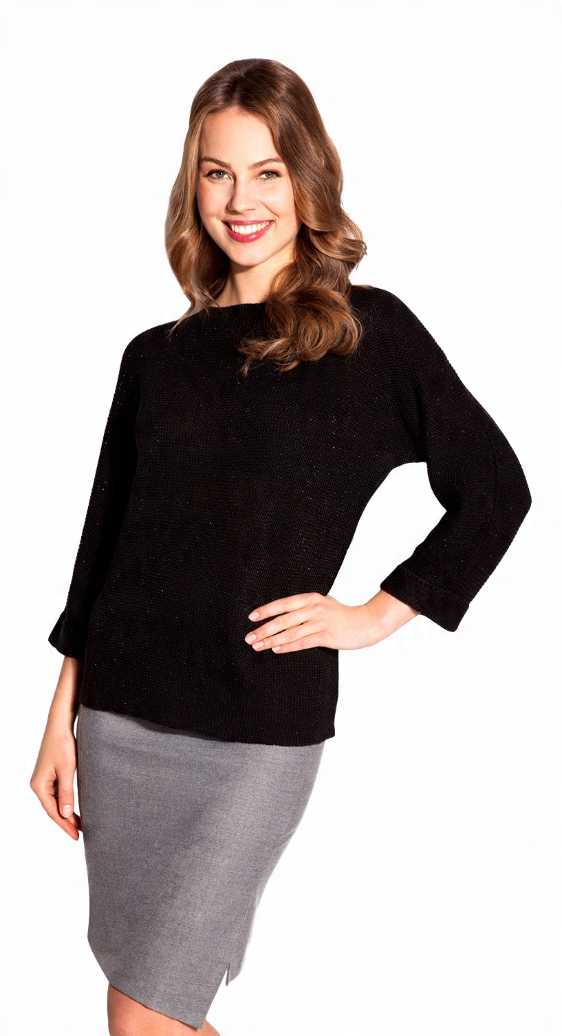 

Sweter Sweterek damski Czarny srebrna nitka *s