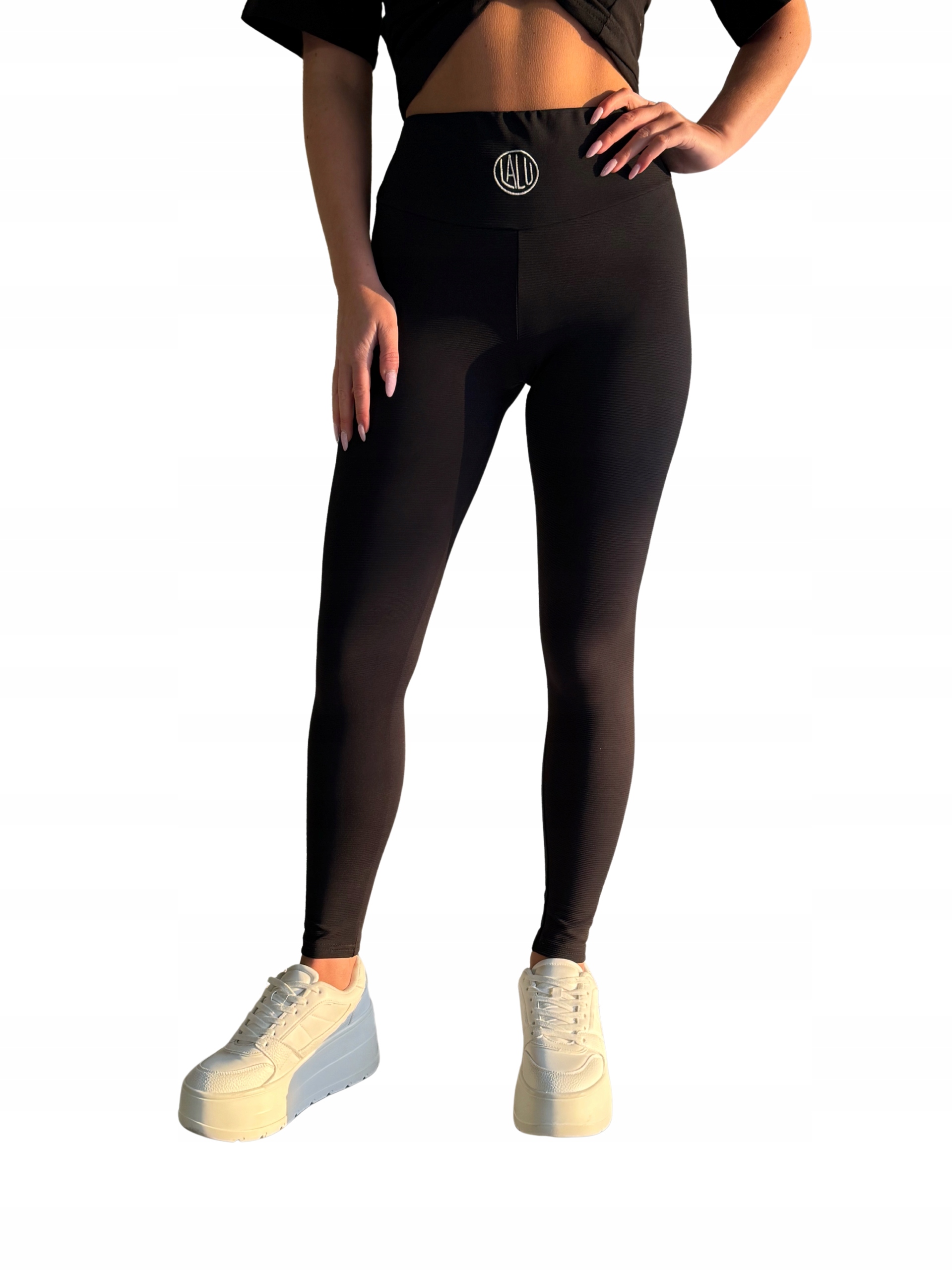 Legíny modelující a zeštíhlující vysoký pas LaLu logo černé S/m