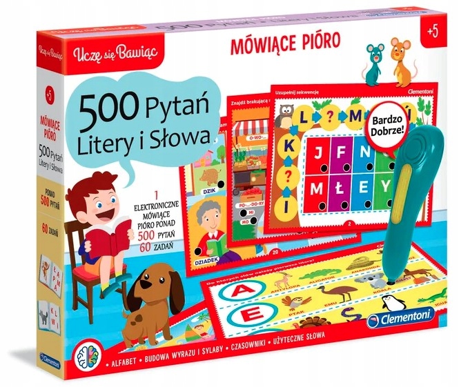 MÓWIĄCE PIÓRO 500 PYTAŃ LITERY I SŁOWA CLEMENTONI Rodzaj łamigłówki