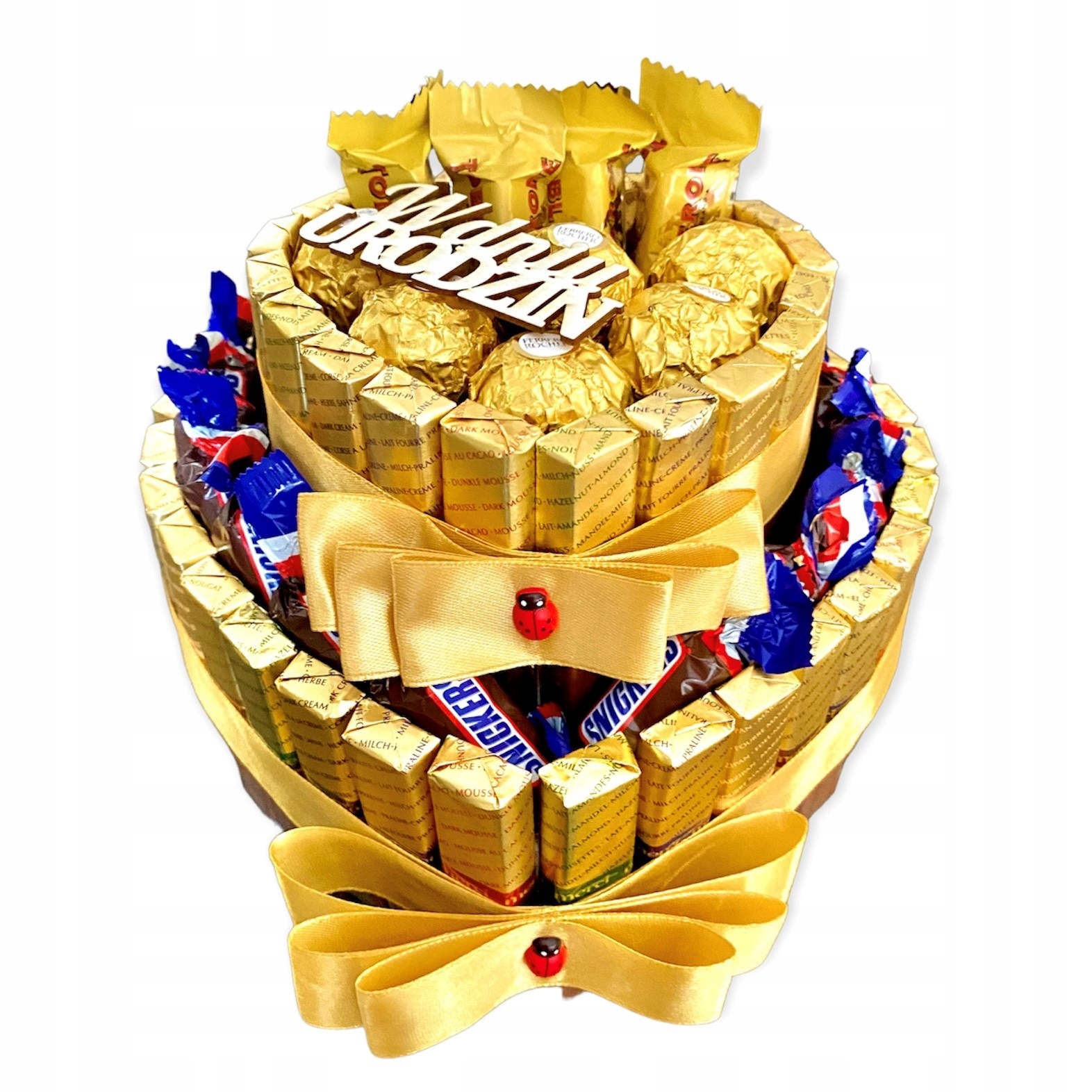 Tort z czekoladek i cukierek 2 piętrowy na Urodziny 20 30 40 50 60